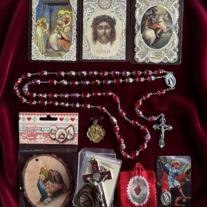 Red AB Crystal Rosary Gift Box | Italian Handmade Catholic Devotional