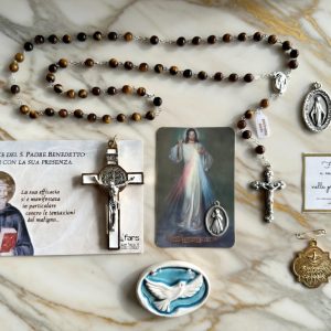Tigers Eye Gemstone Rosary Gift Box | Italian Handmade Catholic Devotional Rosary
