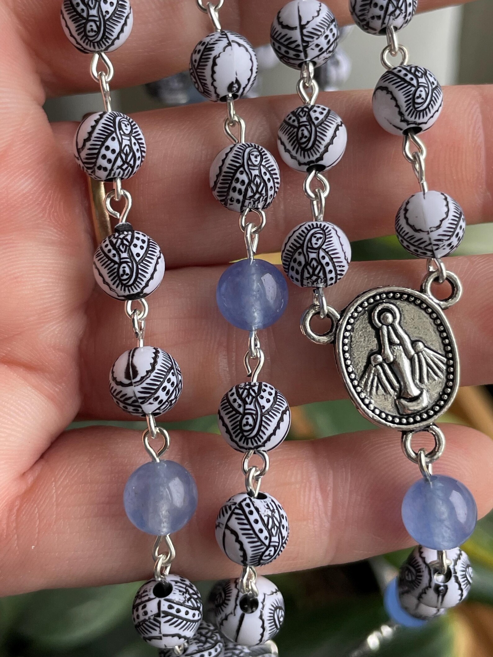 Our Lady of Guadalupe Acrylic Bead Handmade Rosary - Image 5