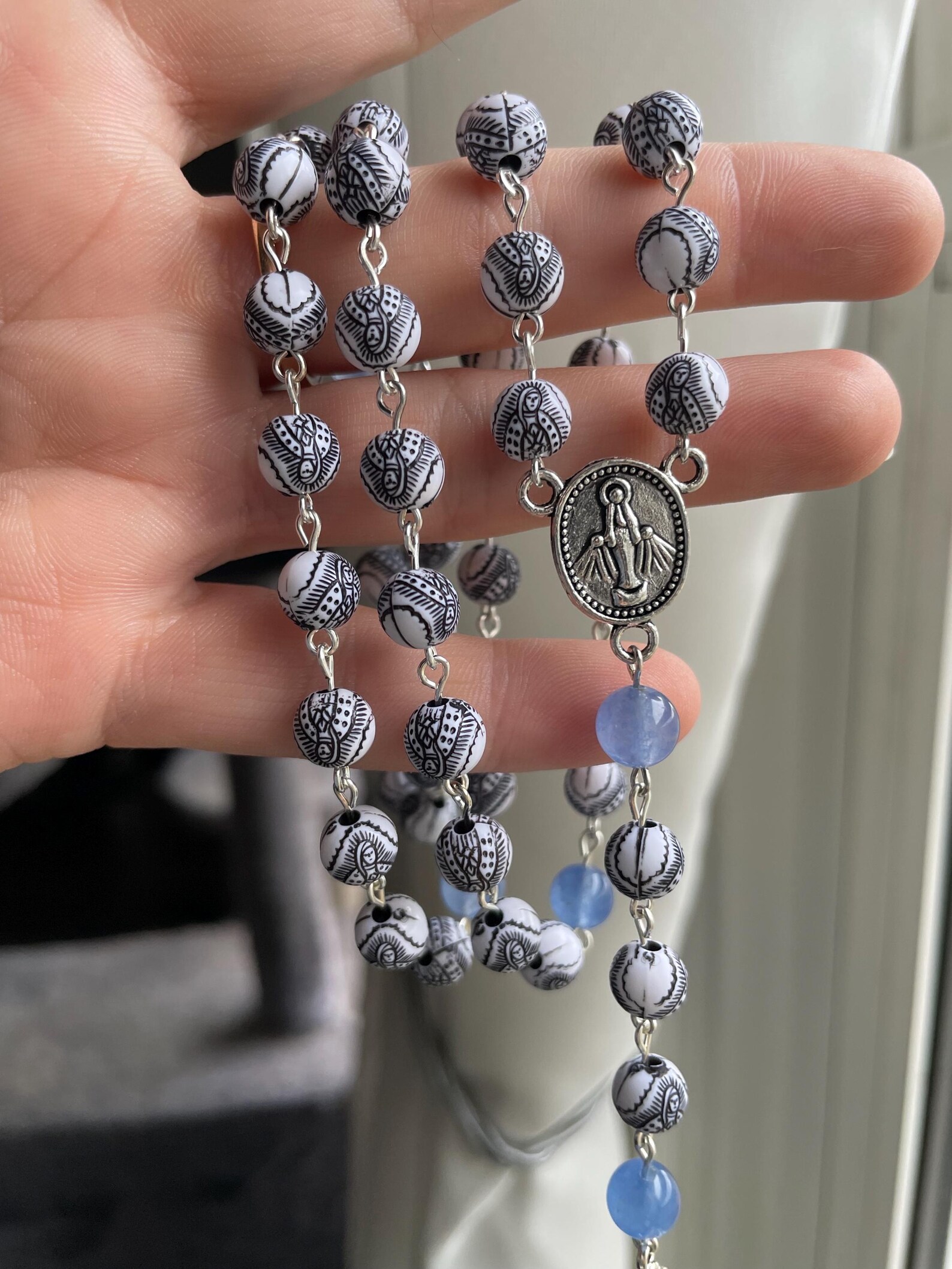 Our Lady of Guadalupe Acrylic Bead Handmade Rosary - Image 3