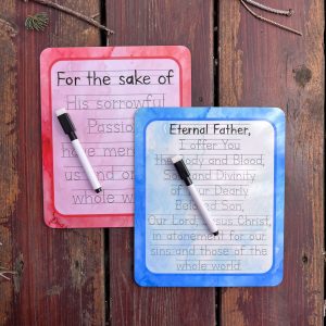 Divine Mercy Chaplet custom traceable Catholic prayer dry-erase board set w/ 2 boards