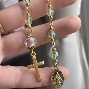 Green Floral Single Decade Rosary