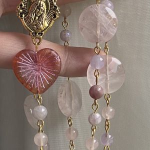 Pink Variety Gemstone Handmade Rosary - St. Isidore