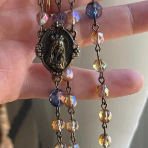 Gold and Purple Czech Glass Handmade Rosary - St. Jude