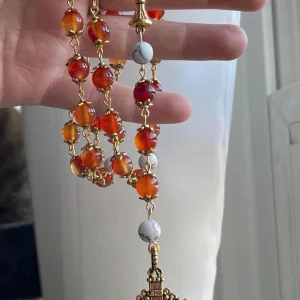 Carnelian and Howlite Handmade Rosary - St. Ymar
