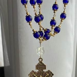 Blue Glass Handmade Rosary - St. Simplicus