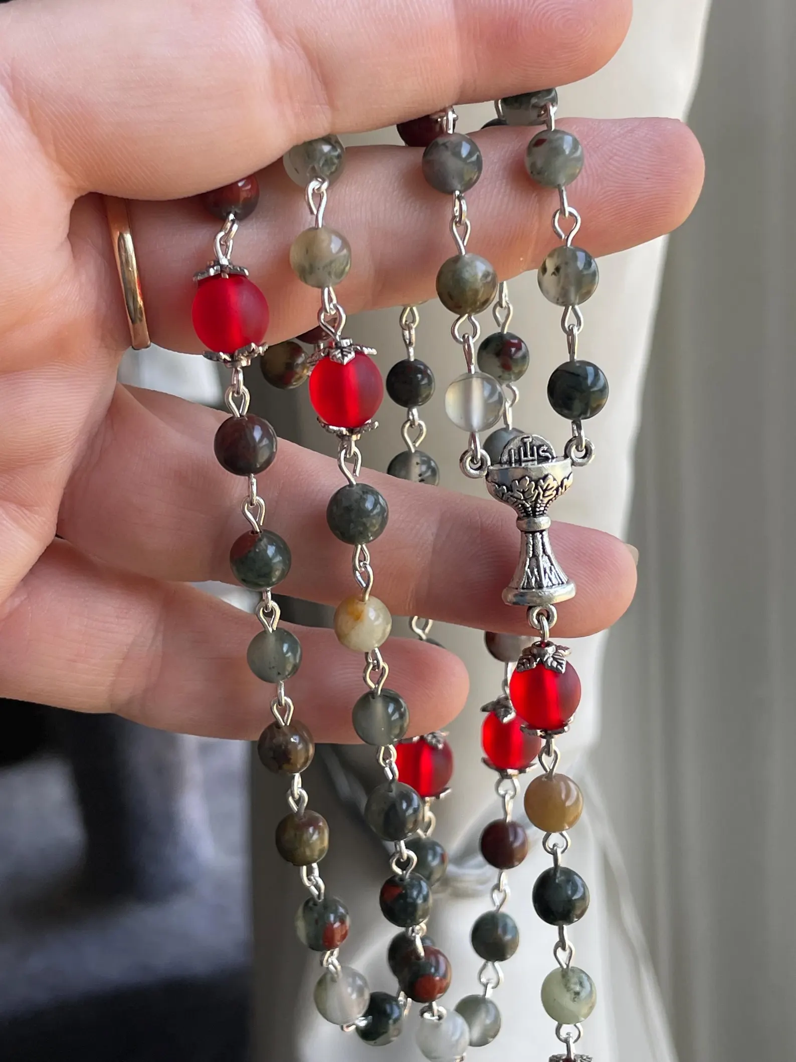 Bloodstone Handmade Gemstone Rosary - St. Opportuna - Image 4