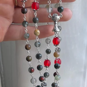 Bloodstone Handmade Gemstone Rosary - St. Opportuna