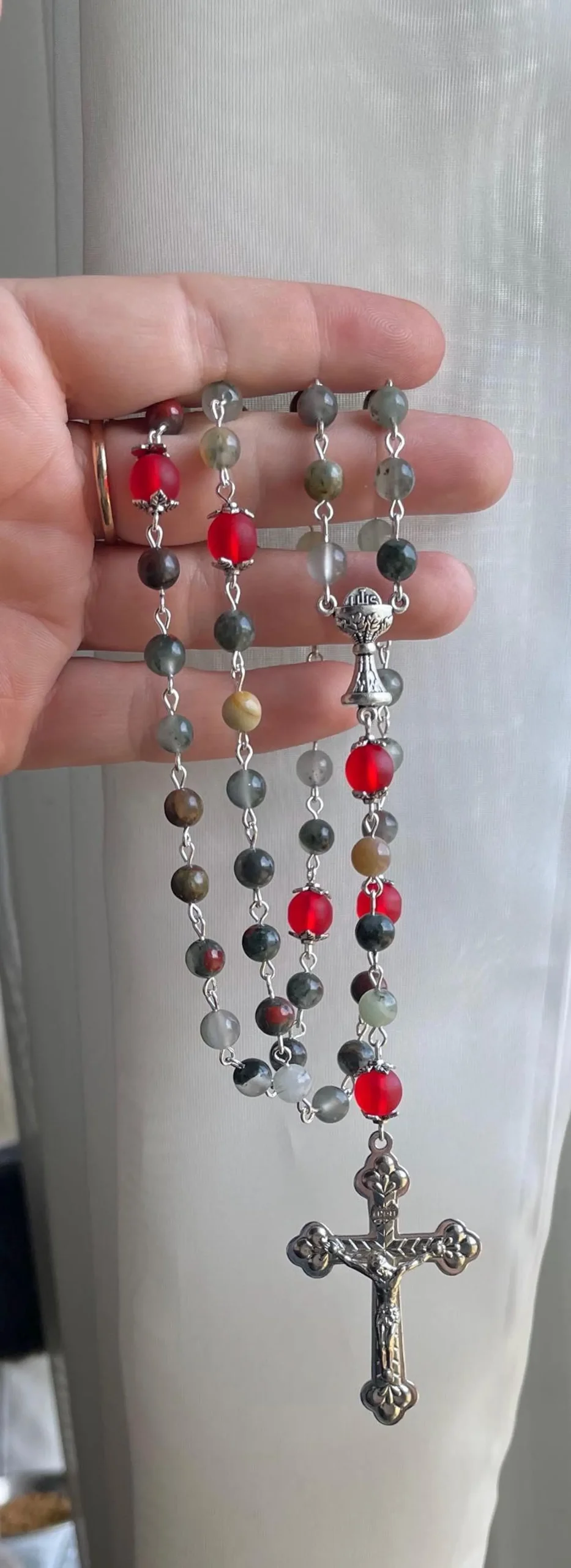 Bloodstone Handmade Gemstone Rosary - St. Opportuna