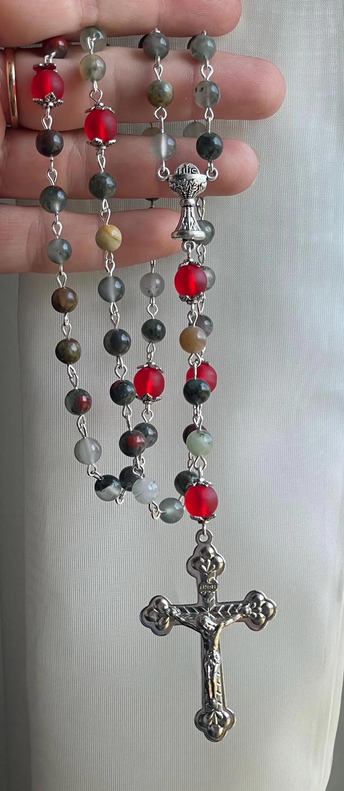 Bloodstone Handmade Gemstone Rosary - St. Opportuna - Image 2