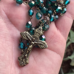 Blue Czech Glass Handmade Rosary - Saint Margaret of Castello