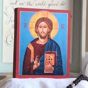 Christ Pantocrator Orthodox Icon on Wood, Byzantine Jesus Wall Art