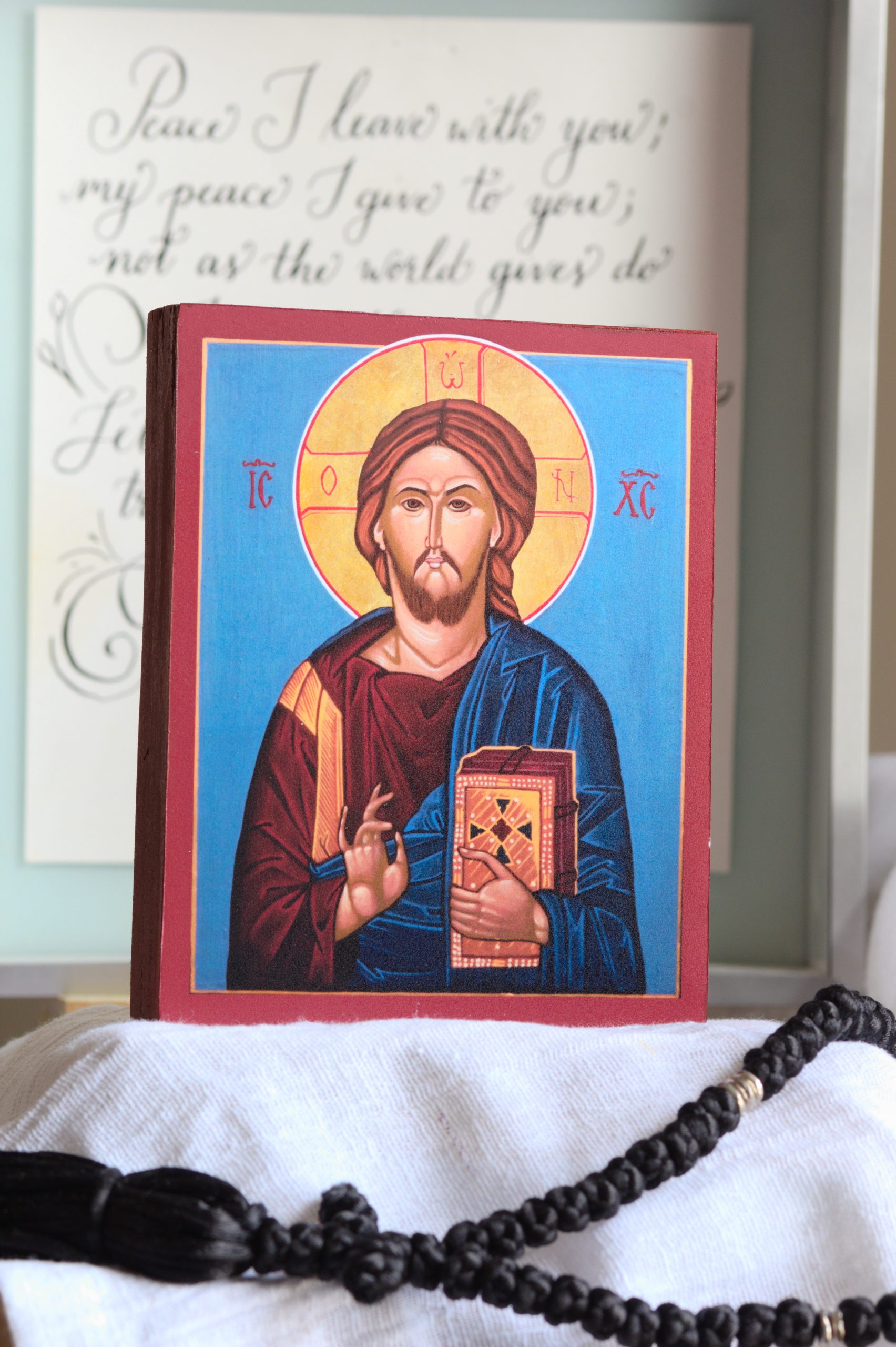 Christ Pantocrator Orthodox Icon on Wood, Byzantine Jesus Wall Art
