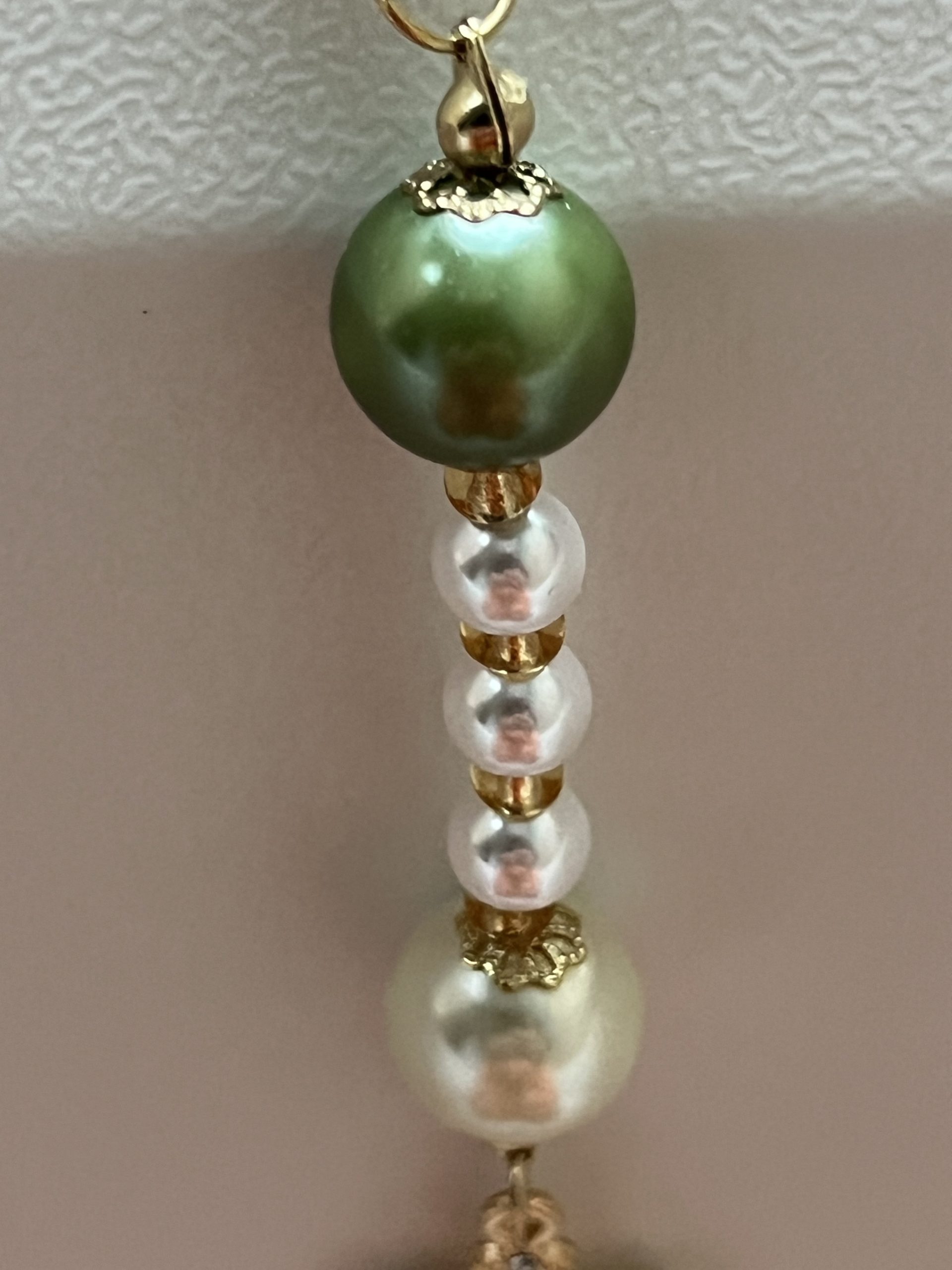 Handmade Glass Pearl Rosary | Gold Tone Catholic Prayer Beads, Rhinestone Crucifix, Miraculous Medal - Image 3
