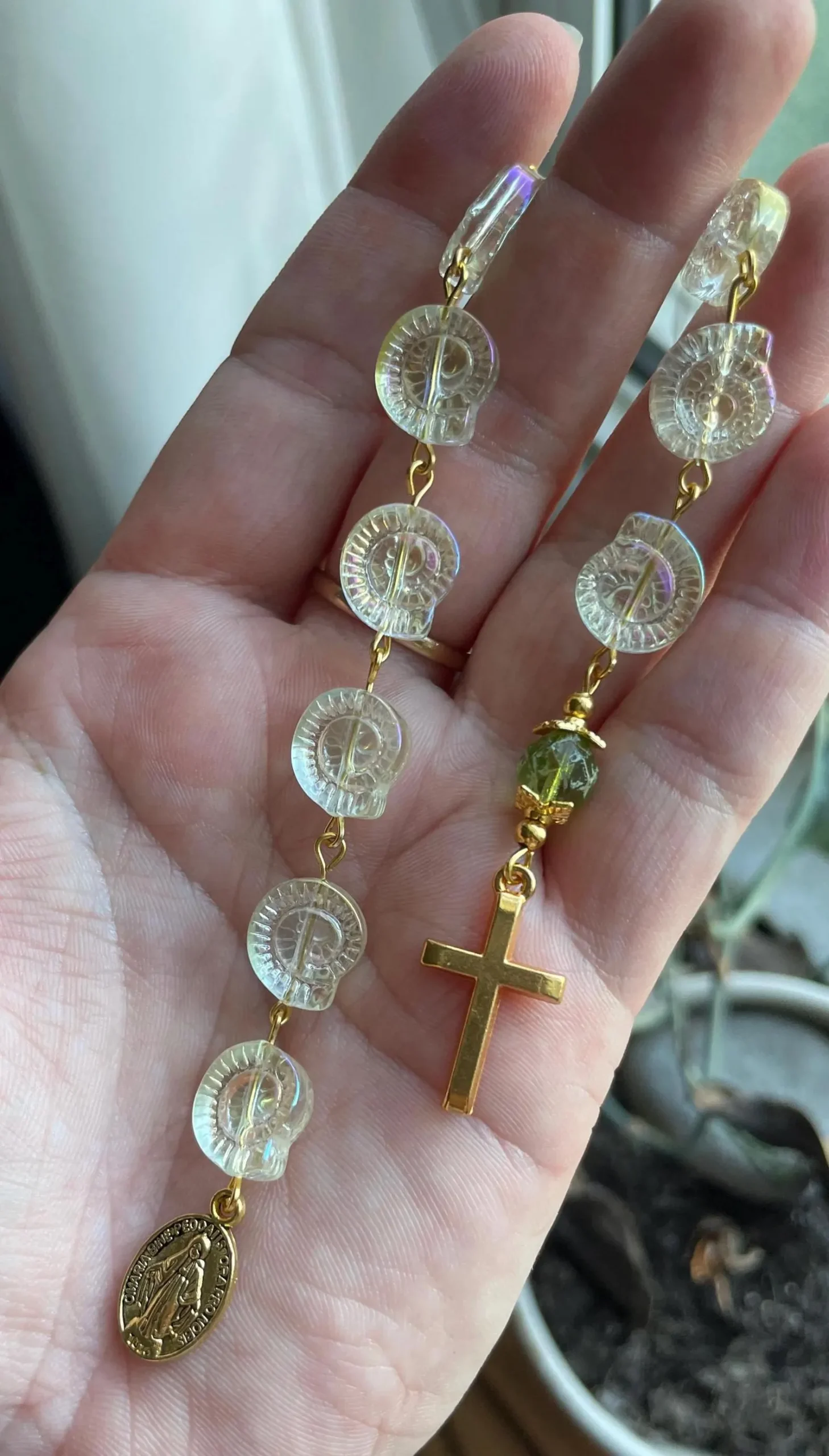 Glass Seashell Single Decade Rosary