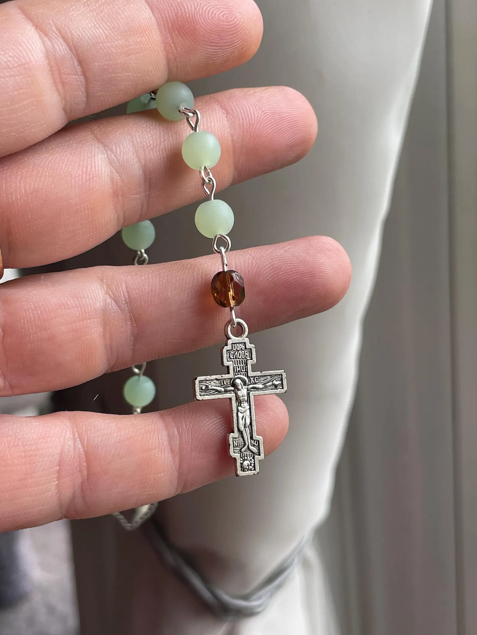 Green Sea Glass Single Decade Rosary - Image 3