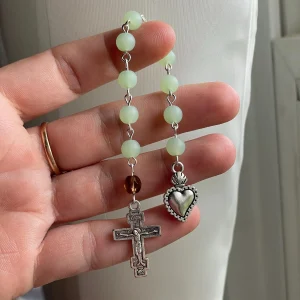 Green Sea Glass Single Decade Rosary