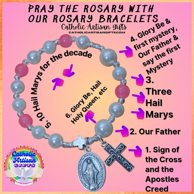 Holy Holy Holy Stretchy Shades of Ocean Blue Rosary Bracelet 6.5 inches Stretchy - Image 4