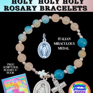 Holy Holy Holy Shades of Florida Beaches Colours Rosary Bracelet. 6.5 inches Stretchy