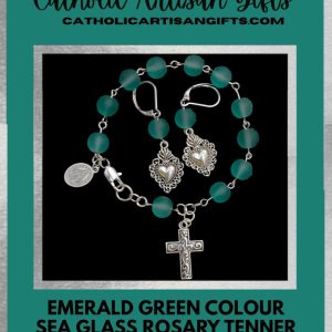 Sea Foam Green Colour Sea Glass Rosary Tenner Bracelet Set is 6.7 inches.