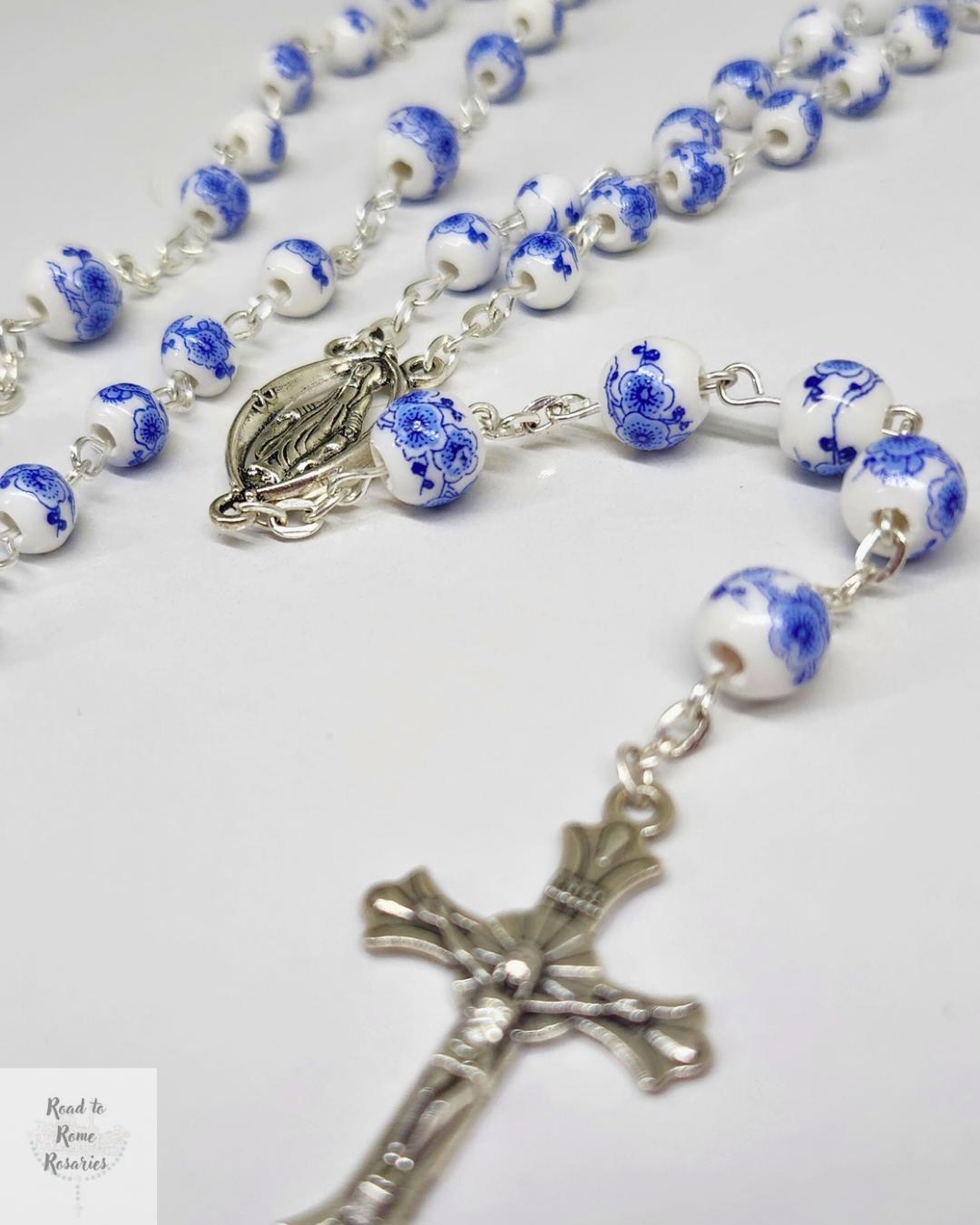Blue Floral Rosary
