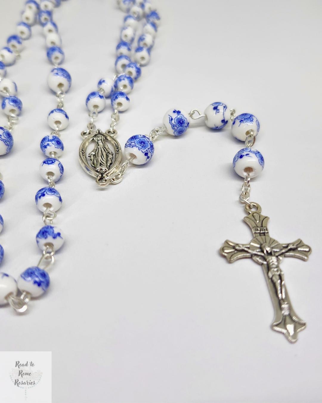 Blue Floral Rosary - Image 3