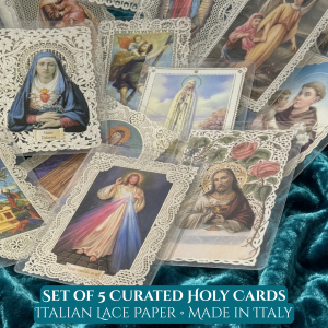 Italian Lace Holy Cards — Set of 5 Catholic Prayer & Saint Cards — Made in Italy