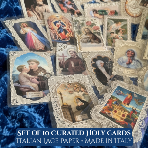 Italian Lace Holy Cards Collection of 10 — Catholic Saints Prayer Cards — Made in Italy