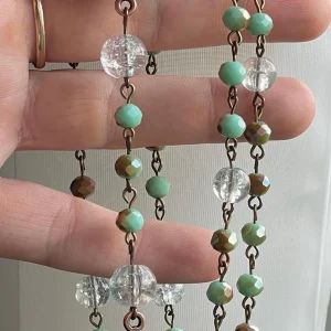 Turquoise and Copper Czech Glass Handmade Rosary - St. Philip Neri