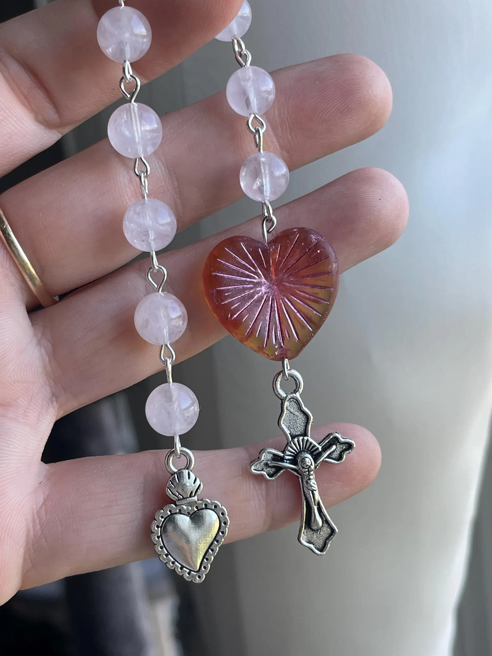 Rose Quartz Single Decade Rosary - Image 2