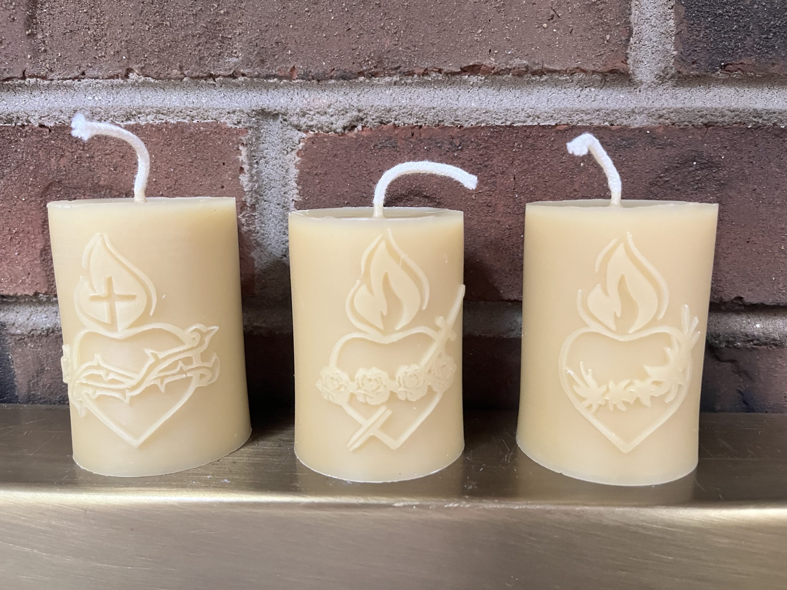 Holy Family Hearts Mini Beeswax Candle Set