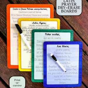 *NEW DESIGN* Latin Prayer Traceable Dry-Erase Boards