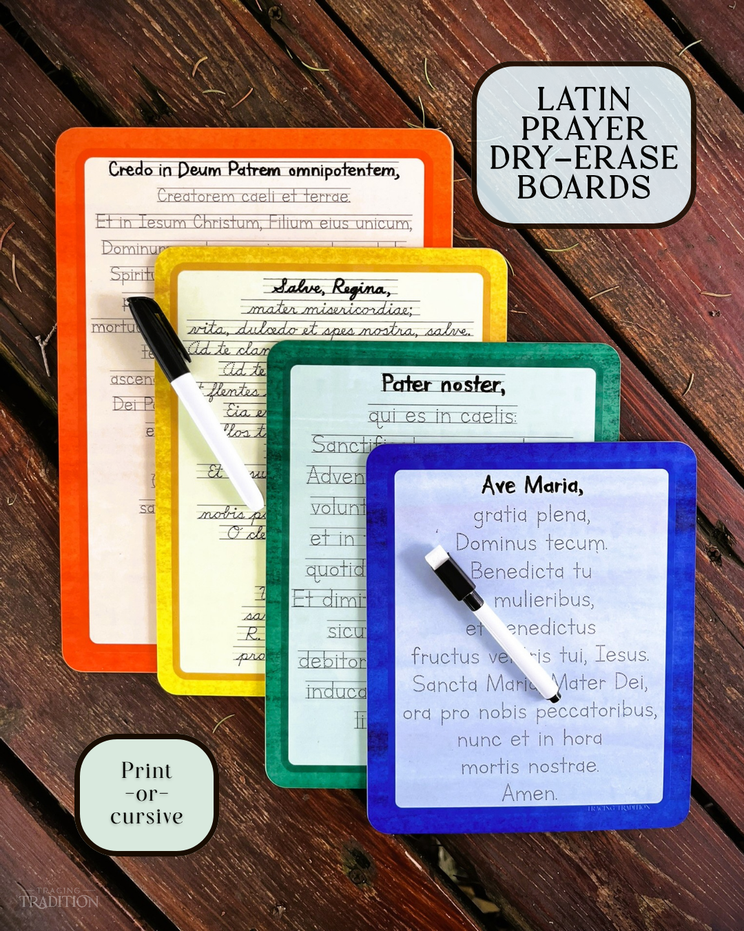 *NEW DESIGN* Latin Prayer Traceable Dry-Erase Boards