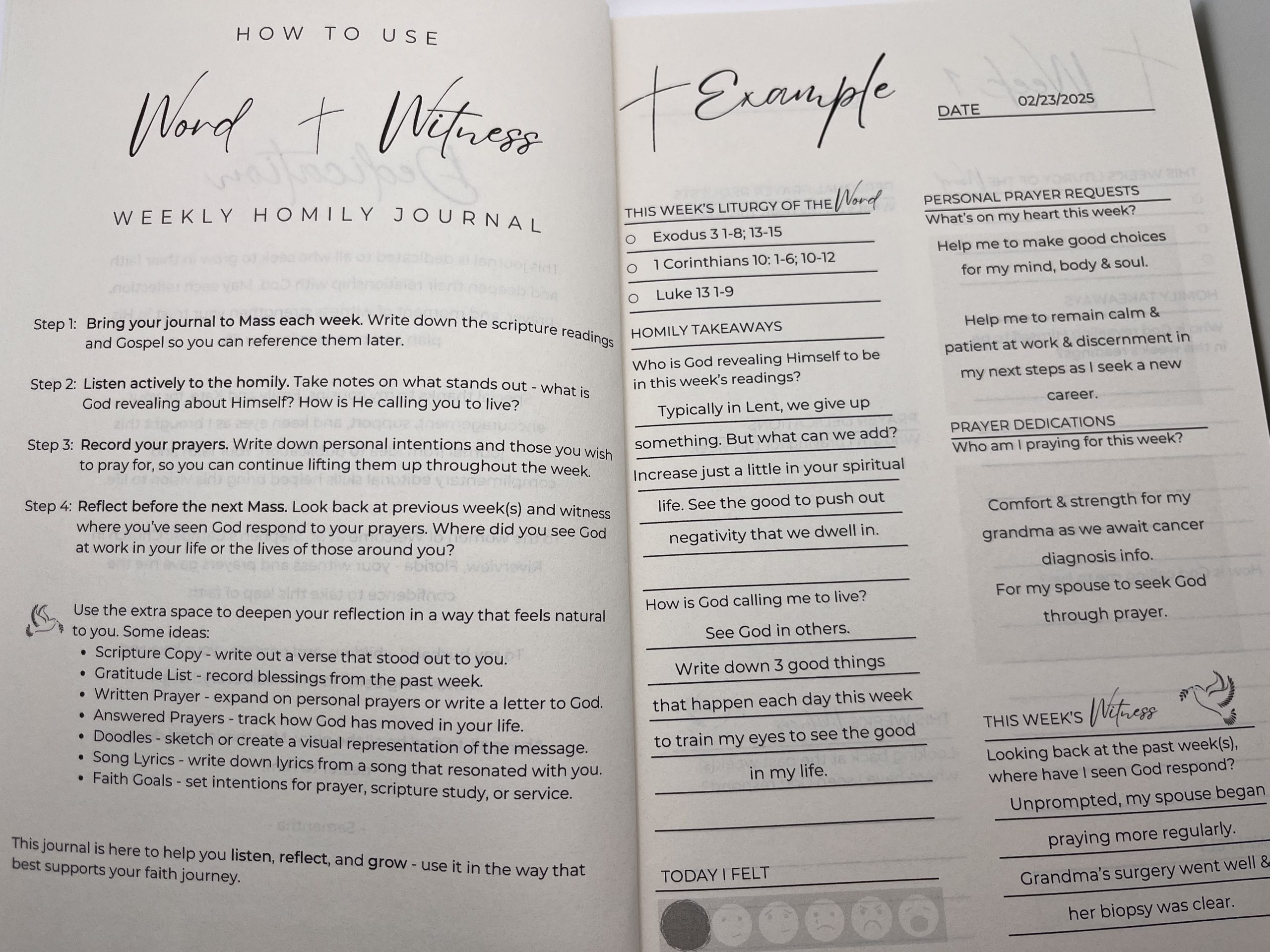 Catholic Mass Journal, Weekly Reflection Notebook, Prayer Journal, Word and Witness Mass Journal - Image 4